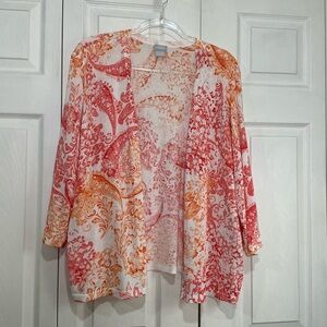 🖤 Talbots Super Lightweight Floral Short Sleeve Cardigan Sweater Knit Top XL